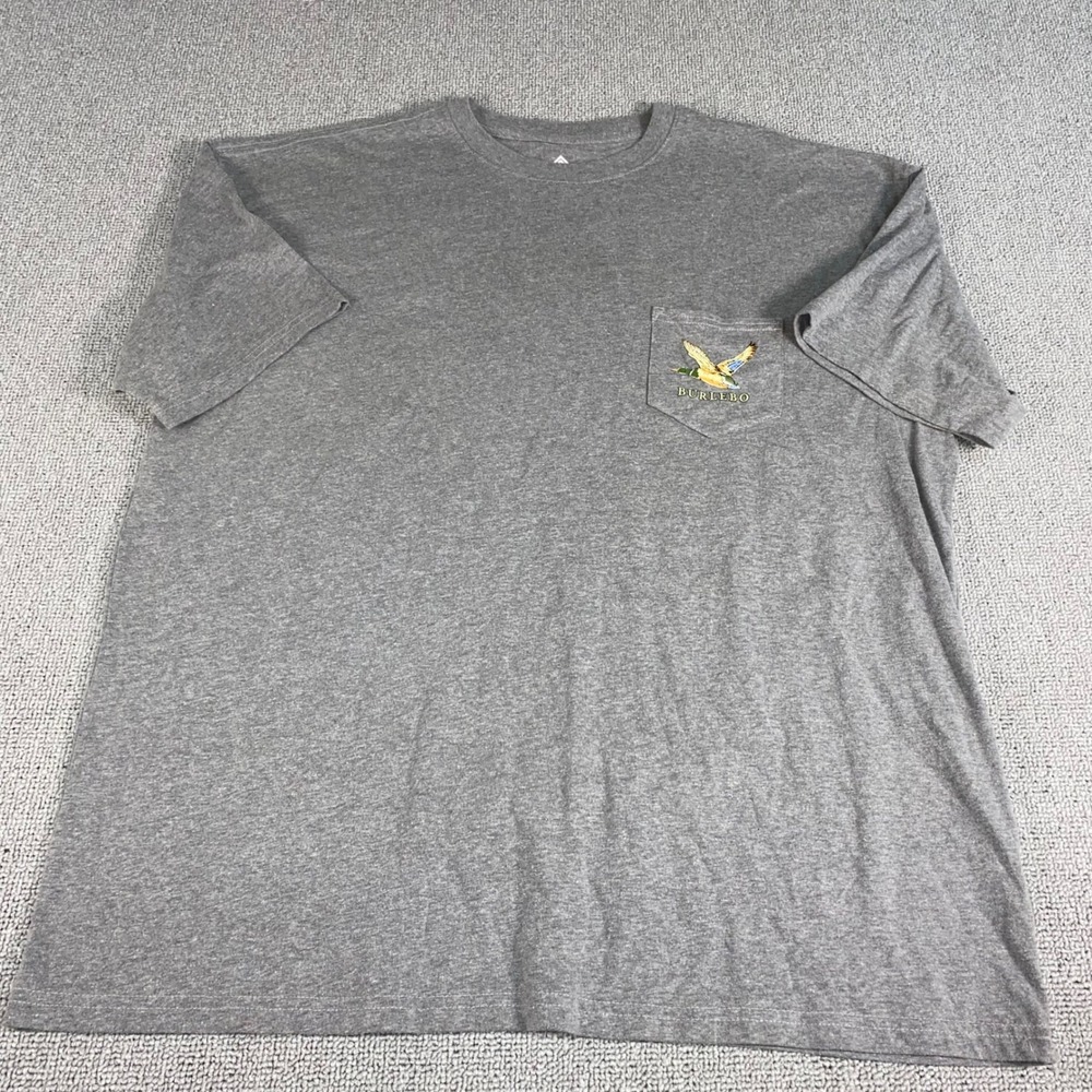 Burlebo Pocket T Shirt Mens 2XL Grey Mallard Duck Hunting Graphic Short Sleeve